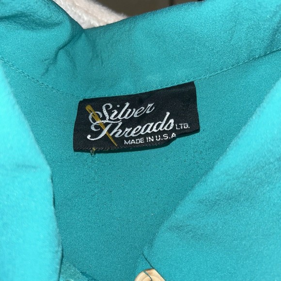 VTG Silver Threads 2xl Shirt. Long Cuff Sleeve. Fringe In Front. - Picture 4 of 9